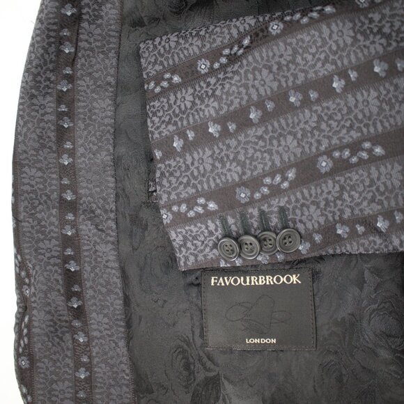 Favourbrook Sport coat Men's 46 Two Button Single Breasted Floral Silk striped - Picture 1 of 16